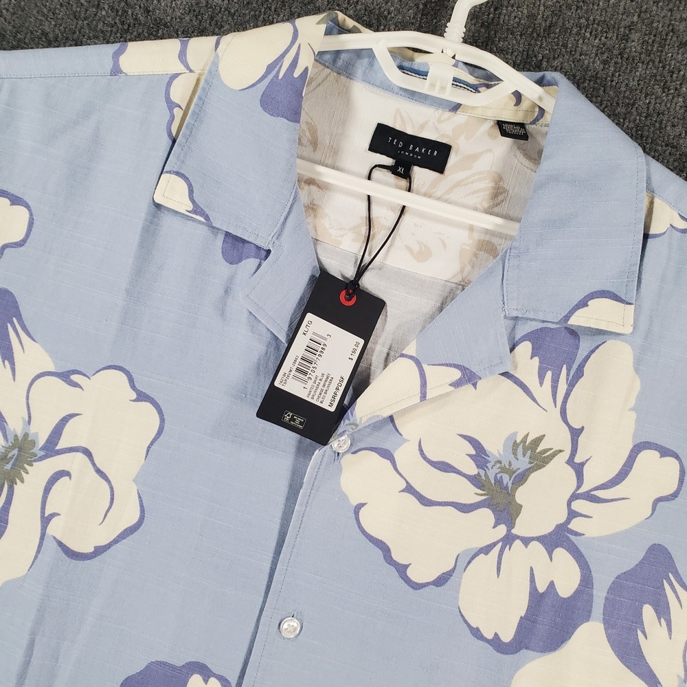 Ted Baker Shirt Mens XL TSP26VMT-20863 Brunnera Blue Floral Print NEW - Picture 1 of 11
